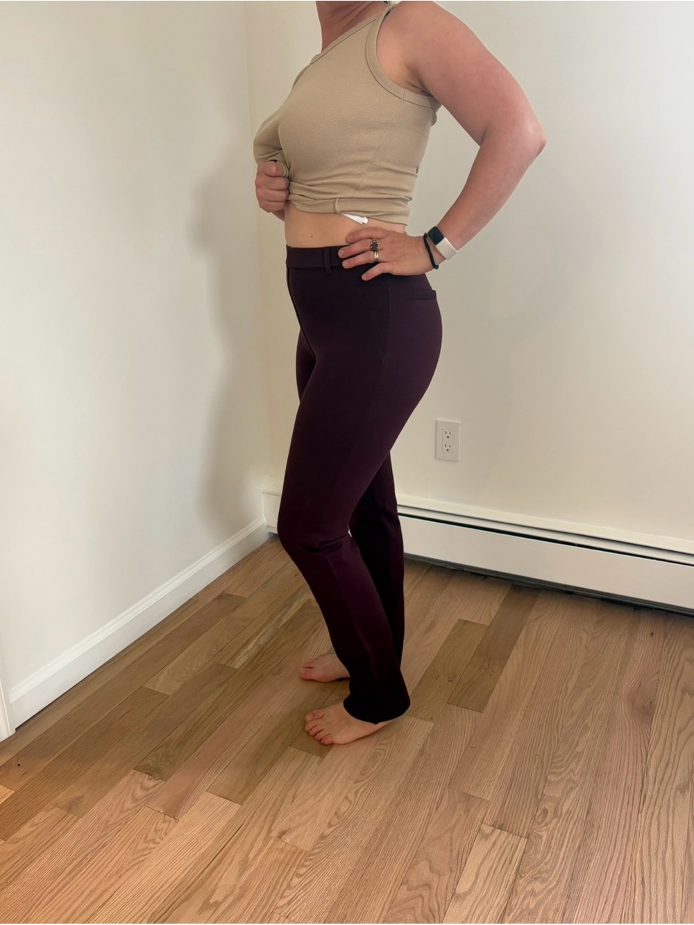Quince Dark Burgundy Straight-Leg Stretch Pants Size M 29” Inseam